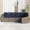 vidaXL Gartensofa-set mit Kissen 5 pcs Grau und Marineblau Poly-Rattan 3355394 Bild 3
