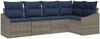 vidaXL Gartensofa-set mit Kissen 5 pcs Grau und Marineblau Poly-Rattan 3355394 Bild 2