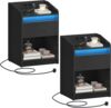 Nachttisch, mit LED-Licht - Beistelltisch mit Ladestation, 1 Aufbewahrungsschublade Nachttisch für Schlafzimmer, Wohnzimmer, 2 USB-Anschlüsse, 2 Steckdosen, 2er Set, Schwarz Bild 2