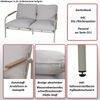 Aluminium-Gartenbank HWC-O11, Outdoor 2-Sitzer Sitzbank Sofa, Olefin Stoff (205 g/m²) 125cm ~ terrakotta Polster beige Bild 2