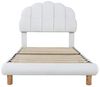 PXloue Polsterbett Einzelbett Kinderbett (Ideal für ein Märchenhaftes Kinderzimmer), Im Wolkendesign,Weiches Bouclé-Gewebe,mit Holzbeine,90x200cm Bild 4