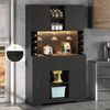 Küchenschrank, Hochschrank, Weinschrank mit verstellbaren Einlegeböden, Schublade, Edelstahl-Weinglashalter, Weinflaschenfächern, farbwechselnder LED-Beleuchtung und Steckdosen, 180 × 105 ×40cm Bild 2