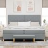 vidaXL Boxspringbett mit Matratze Hellgrau 200 x 200 cm Stoff 3344401 Bild 3