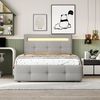 HAUSS SPOLE Polsterbett 90x200 cm mit LED-Leuchten, 2 Schubladen, Leinen Grau mit Matratze, 200x90 cm Bild 3