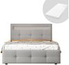 HAUSS SPOLE Polsterbett 90x200 cm mit LED-Leuchten, 2 Schubladen, Leinen Grau mit Matratze, 200x90 cm Bild 5