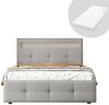 HAUSS SPOLE Polsterbett 90x200 cm mit LED-Leuchten, 2 Schubladen, Leinen Grau mit Matratze, 200x90 cm Bild 4