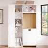 Flieks Klappbarer Schreibtisch mit Regal, 2-in-1 Bücherregal & Computertisch mit Steckdose & USB-Anschluss, Weiß, linke Ecke Bild 4