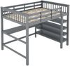 Hochbett, 140 x 200 ,Kinderhochbett mit Ablagefächern und Unterbettschreibtisch,Ohne Matratze, Grau Bild 5