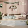 Kids Collective Kinderbett Bodenbett Bett mit Rausfallschutz & Lattenrost Montessori Bett Kinder (weitere Größen, 90x200, 120x200 cm), Jugendbett Einzelbett optional mit Matratze, natur Kiefer 140x200 cm Bild 3