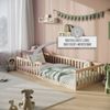 Kids Collective Kinderbett Bodenbett Bett mit Rausfallschutz & Lattenrost Montessori Bett Kinder (weitere Größen, 90x200, 120x200 cm), Jugendbett Einzelbett optional mit Matratze, natur Kiefer 140x200 cm Bild 2