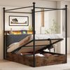 Flieks Himmelbett, Hydraulisches Stauraumbett Metallbett 90x190cm mit LED und USB/Typ-C Bild 5