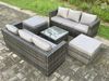 Fimous 8-Sitzer Rattan Gartenmöbel Set Patio Lounge Sofa Set mit quadratischem Couchtisch 2 Großer Fußhocker Dunkelgrau Gemischt Bild 2