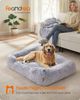 Feandrea Hundebett, Hundekissen, 106 x 75 x 20 cm, Hundekorb, weiche Polsterung, Hundesofa, erhöhte Ränder, Bezug abnehmbar und maschinenwaschbar, rutschfest, Ombré-Grau PGWDE273G01 Bild 2