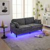 2-sitziges Chenille-Sofa mit USB-Ladeanschluss, LED-Licht und Aufbewahrungstasche in Grau Bild 2