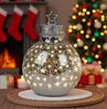 formano LED Deko-Kugel 30cm Silber Sterne Glaskugel mit Timer 6h/18h beleuchtet - Herbst Winter Weihnachtsdeko für Tisch Regal Fensterbank Bild 3