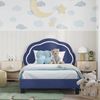 vidaXL Kinderbettgestell mit Kopfteil Polizeiblau 80 x 200 cm Samt 42010914 Bild 3