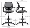 Vinsetto Schreibtischstuhl Bürostuhl Ergonomischer Zeichenstuhl mit verstellbarem Fußring (Höhenverstellbare Drehstuhl mit Rollen, 1 St), für Arbeitszimmer 60 x 56 x 110-132 cm Bild 2