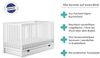 Babybett Kinderbett Gitterbett 60x120 höhenverstellbar & herausnehmbare Sprossen, mit Schublade | Buchenholz weiss sehr stabil Made in Europe Bild 3