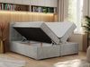 Boxspringbett, Doppelbett, Polsterbett mit Kopfstütze - CARMEN - 180x200cm - Hellgrau Stoff - H3 Bild 2