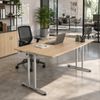 bümö Schreibtisch N-Serie 160x80 cm, Tischplatte aus Holz in Eiche, Gestell aus Metall in Silber - PC Tisch, Computertisch für's Büro, Office Bürotisch, NS-16-E-S Bild 4