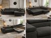 MKS Möbel 'Pablo L-Form' Ecksofa mit Schlaffunktion, verstellbare Kopfstützen, Dunkelgrau, Samt, T25 Topper, Rechts Bild 2