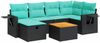 vidaXL 7-tlg. Garten-Sofagarnitur mit Kissen Schwarz Poly Rattan 3325816 Bild 2