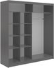 Schiebetürenschrank GRECJA 200 cm breite mit Spiegelfront und Dekor-Applikationen in Grau, inkl. Kleiderstange & Einlegeböden - Grau Bild 4