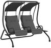 Outsunny Hollywoodschaukel mit Sonnendach, 2-Sitzer, Relaxfunktion, Schaukelbank, 1 tlg, Gartenschaukel, Garten Stahl Grau 170 x 136 x 170 cm Bild 5