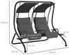 Outsunny Hollywoodschaukel mit Sonnendach, 2-Sitzer, Relaxfunktion, Schaukelbank, 1 tlg, Gartenschaukel, Garten Stahl Grau 170 x 136 x 170 cm Bild 2