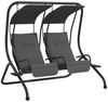 Outsunny Hollywoodschaukel mit Sonnendach, 2-Sitzer, Relaxfunktion, Schaukelbank, 1 tlg, Gartenschaukel, Garten Stahl Grau 170 x 136 x 170 cm Bild 4