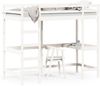 vidaXL Hochbett mit Schreibtisch Weiß 90x200 cm Massivholz Kiefer 842851 Bild 2
