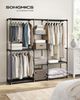 SONGMICS Kleiderschrank, Kleiderständer, freistehende Garderobe, mit Kleiderstangen, Garderobenständer, Stoffablagen, Metallrahmen, 182 x 43 x 182 cm, tintenschwarz RYGDE037B02 Bild 1