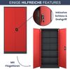 MegaDeal 4x Aktenschrank abschließbar JAN - 5 Ebenen verstellbar, Flügeltüren | Metallschrank Werkstatt Mehrzweckschrank Büroschrank aus Stahl Werkzeugschrank, 185x90x40cm Anthrazit-Rot Bild 5