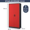 MegaDeal 4x Aktenschrank abschließbar JAN - 5 Ebenen verstellbar, Flügeltüren | Metallschrank Werkstatt Mehrzweckschrank Büroschrank aus Stahl Werkzeugschrank, 185x90x40cm Anthrazit-Rot Bild 2