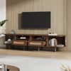 TV-Ständer mit 2 Rattan-Schubladen & 2 Schiebetüren, Lowboard für bis 70-Zoll-TV, Nussbaum, 170×40×40 cm Bild 2