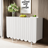 Sideboard, MDF mit tropfenförmigen Türschnitzereien & Dämpfungsscharnieren, 120x37,5x80,8 cm, Weiß Bild 2