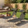 SONGMICS Sonnenliege klappbar, 2er Set, belastbar bis 110 kg, verstellbare Sonnenblende, Rückenlehne, schwarz Bild 3