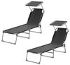 SONGMICS Sonnenliege klappbar, 2er Set, belastbar bis 110 kg, verstellbare Sonnenblende, Rückenlehne, schwarz Bild 2