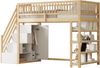 Hochbett 90x200 cm mit Kleiderschrank, Regalen und Leiter – Massivholz in Naturholz Bild 5