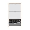 Schuhkipper >Shoe cabinet< in Eiche/Weiß Hochglanz - 60x113x22 (BxHxT) Bild 3