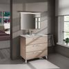 Dmora Elleboro Waschtischunterschrank, Badezimmerschrank, Schrank mit 3 Schubladen und Spiegel, Waschbecken nicht im Lieferumfang enthalten, 80x45h86 cm, Eiche Bild 2