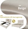 Polsterbett Einzelbett, versteckter Becherhalter Ladestation hydraulischer Stauraum Lattenrost inklusive ohne Matratze, Leinen, Beige, 90 x 200 cm Bild 3