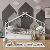 Hausbett Design Weiß 90x200 cm mit Gästebett und Matratze Vitalispa Bild 4