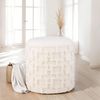 Sitzhocker mit Stauraum 45x40 cm Strukturstoff Creme Polsterhocker Wohnzimmer Schlafzimmer Bild 2