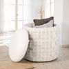 Sitzhocker mit Stauraum 45x40 cm Strukturstoff Creme Polsterhocker Wohnzimmer Schlafzimmer Bild 4
