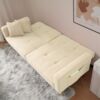Schlafsofa Lammwolle verstellbar, 175x64x72 cm beige – Sofabett mit 3 Stufen, vergoldeten Füßen & Seitentaschen，Gästebett, Relaxsofa Bild 4