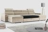 'FOX-U' Ecksofa, U-Form, mit Schlaffunktion und Bettkasten, Beige, Velours Bild 2