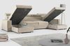 'FOX-U' Ecksofa, U-Form, mit Schlaffunktion und Bettkasten, Beige, Velours Bild 3