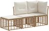 vidaXL Outdoor-Sofagarnitur mit Kissen 3 pcs Natur Polyester 3437442 Bild 2