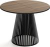 WFL GROUP Esstisch Naro Black ausziehbar rund mit schwarzen Lamellen, Metallbeinen (MADE IN EU, erhältlich in 2 Größen – 100/120 cm, ausziehbar auf 180/200 cm), platzsparender Tisch mit Lamellen für Küche, Esszimmer oder Wohnzimmer Bild 5